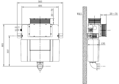 Technical image of Crosswater Parts Standard Concealed Toilet Cistern.