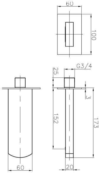 Technical image of Crosswater Wisp Bath Spout (Chrome).