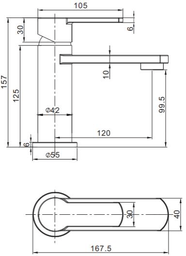 Technical image of Crosswater Wisp Basin Mixer Tap (Matt Black).