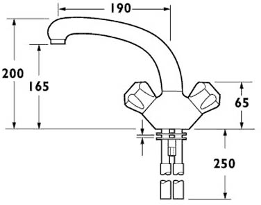 Technical image of Deva Profile Dual Flow Kitchen Tap With Swivel Spout (Beige)