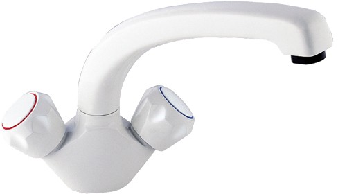 Larger image of Deva Profile Dual Flow Kitchen Tap With Swivel Spout (White)