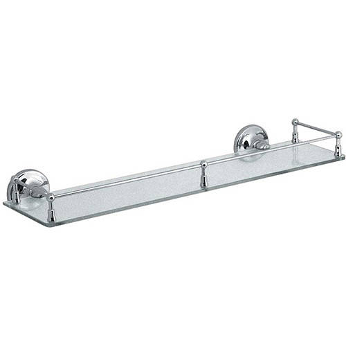 Larger image of Vado Tournament Clear Glass Galley Shelf. 510mm (Chrome).