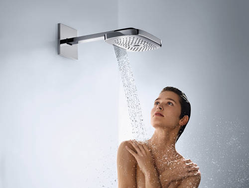Example image of Hansgrohe Raindance E 300 3 Jet Shower Head & Arm (300x190mm, Chrome).