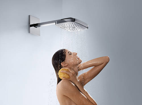 Example image of Hansgrohe Raindance E 300 3 Jet Shower Head & Arm (300x190mm, Chrome).