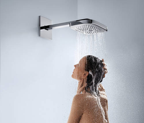 Example image of Hansgrohe Raindance E 300 3 Jet Shower Head & Arm (300x190mm, Chrome).