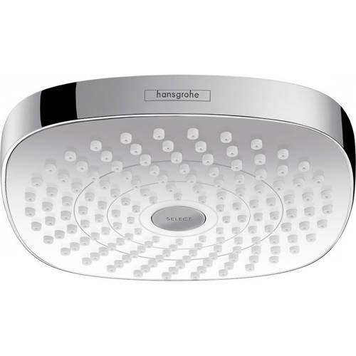 Larger image of Hansgrohe Croma Select E 180 2 Jet Shower Head (180x180, White & Chrome).