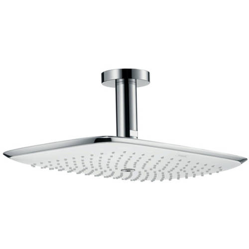 Larger image of Hansgrohe PuraVida 400 Air 1 Jet Eco Shower Head & Arm (White & Chrome).