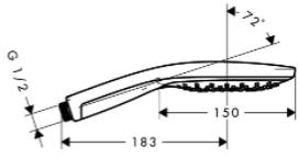 Technical image of Hansgrohe Raindance Select S 150 3 Jet Shower & Unica Slide Rail (900mm)