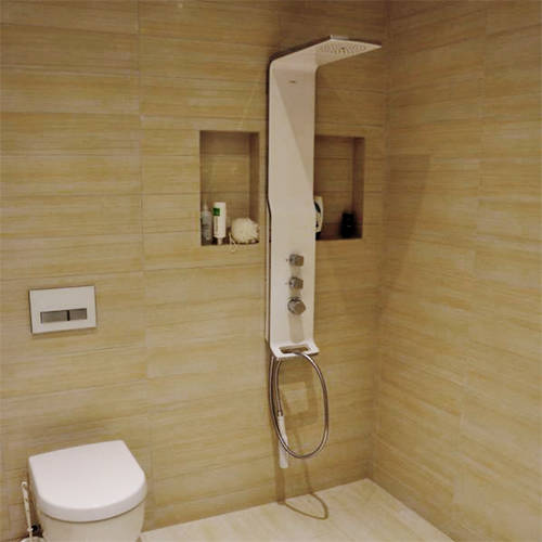 Example image of Hansgrohe Raindance EcoSmart 2 Jet Shower Panel (White & Chrome).