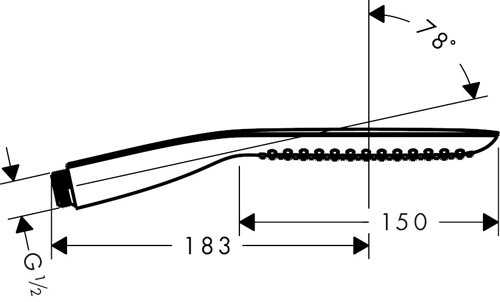 Technical image of Hansgrohe Raindance EcoSmart 2 Jet Shower Panel (White & Chrome).