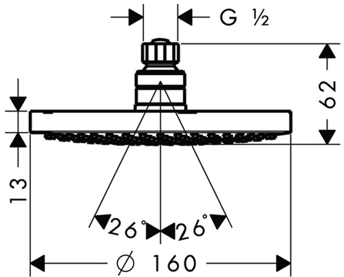 Technical image of Hansgrohe Croma 160 1 Jet Showerpipe Pack (Chrome).