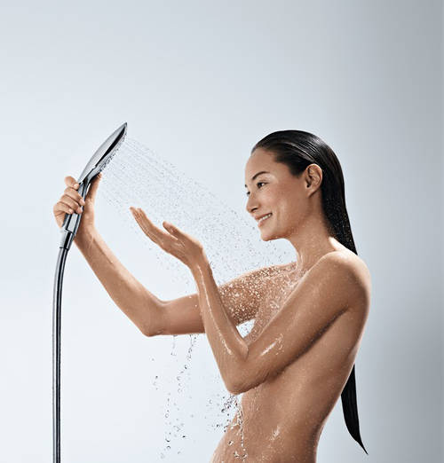 Example image of Hansgrohe Croma 220 Air 1 Jet Showerpipe Pack With Lever Handle (Chrome).