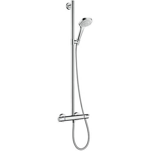 Larger image of Hansgrohe Croma Select E Eco Semipipe Shower Pack (White & Chrome).