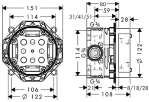 Technical image of Hansgrohe Design Shower Set & Raindance Select E / Shower Select.