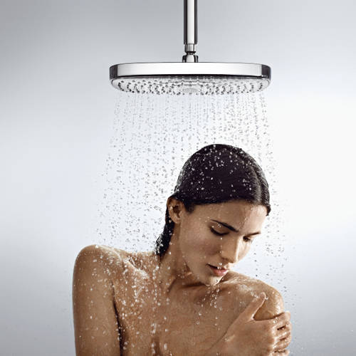 Example image of Hansgrohe Raindance E 300 2 Jet Shower Head & Arm (300x160mm, Chrome).