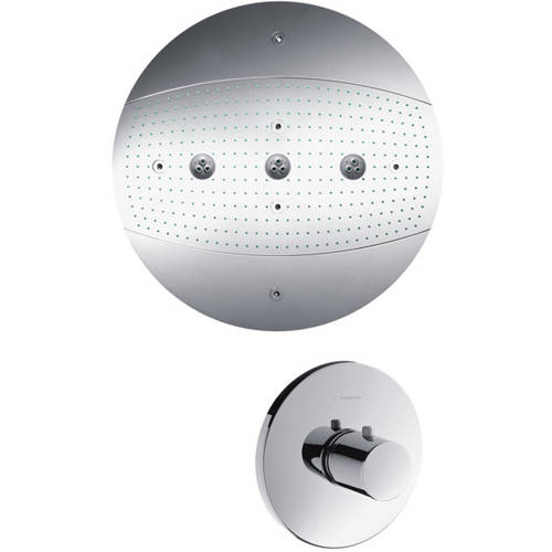 Larger image of Hansgrohe Rainmaker 600mm 3 Jet Shower Head & Highflow Valve (Chrome).