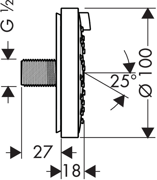 Technical image of Hansgrohe 2 x Body Jets - Air 100 Body Shower (Chrome & Grey).
