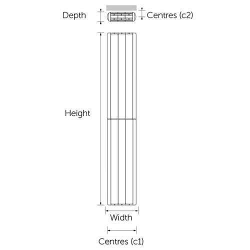 Technical image of Kartell K-RAD Vermont Aluminium Radiator 400W x 1870H mm (White).