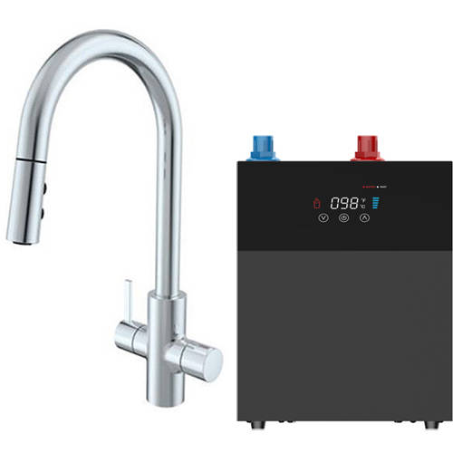 Larger image of Kedl Reach Digital 4 In 1 Boiling Water Kitchen Tap (Chrome, 4.0L).