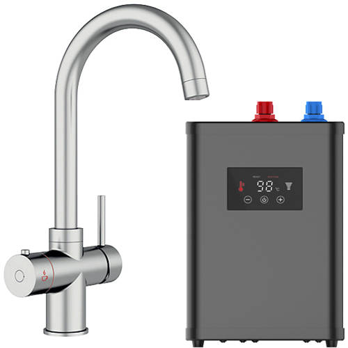 Larger image of Kedl Tundra Digital 3 In 1 Boiling Water Kitchen Tap (Chrome, 2.4L).