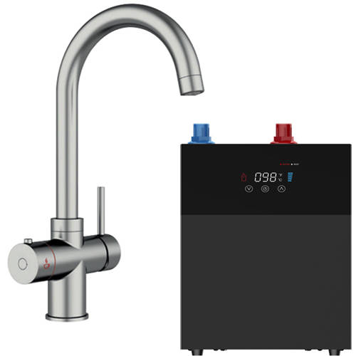 Larger image of Kedl Tundra Digital 4 In 1 Boiling Water Kitchen Tap (Brushed Nickel, 4.0L).