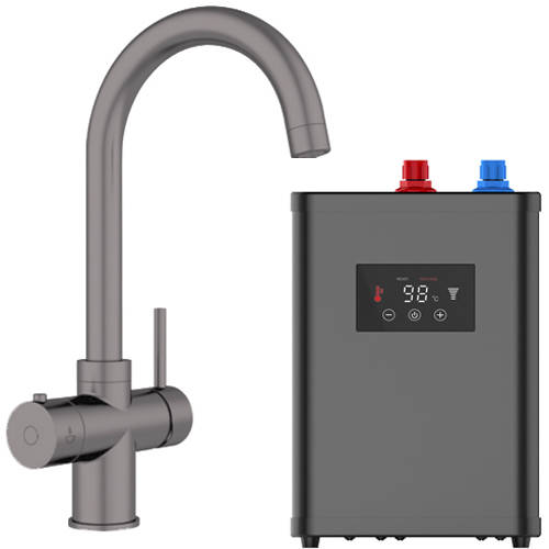 Larger image of Kedl Tundra Digital 4 In 1 Boiling Water Kitchen Tap (Gun Metal Grey, 2.4L).