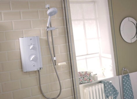 Example image of Mira Electric Showers Mira Sport Thermostatic 9.8kW in white & chrome.