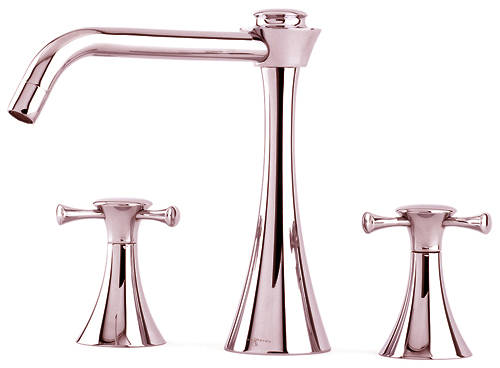Larger image of Perrin & Rowe Oasis 3 Hole Kitchen Tap (Polished Nickel).