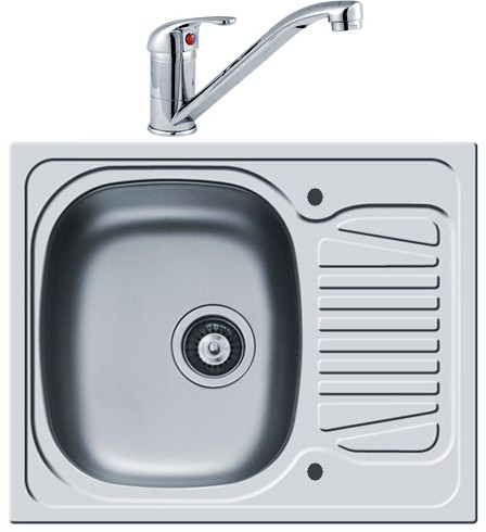 Larger image of Pyramis Sparta Kitchen Sink, Waste & Tap. 620x500mm (Reversible).