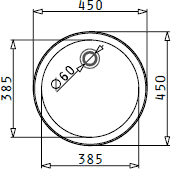 Technical image of Pyramis Round Kitchen Sink & Drainer With Wastes. 450mm Diameter.