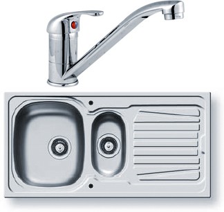 Larger image of Pyramis Sparta Kitchen Sink, Tap & Waste. 1000x500mm (1.5 Bowl).