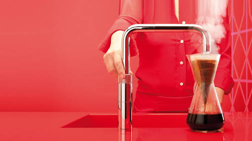 Example image of Quooker Nordic Square Boiling Water Kitchen Tap. COMBI (Polished Chrome).