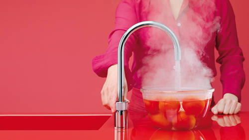 Example image of Quooker Nordic Round Twintaps Instant Boiling Tap. PRO3 (Polished Chrome).