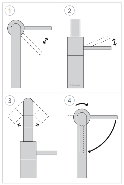 Technical image of Quooker Nordic Round Twintaps Instant Boiling Tap. COMBI (Polished Chrome).
