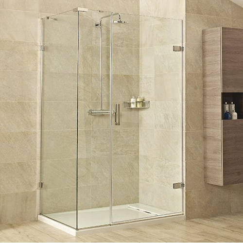 Larger image of Roman Liber8 Shower Enclosure With Hinged Door (1400x800, Nickel).