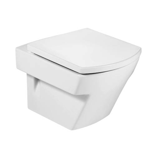 Larger image of Roca Toilets Hall Compact Wall Hung Toilet Pan & White Seat.