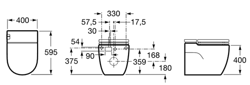Technical image of Roca In Tank Back To Wall Pan With Integrated Cistern (BTW).