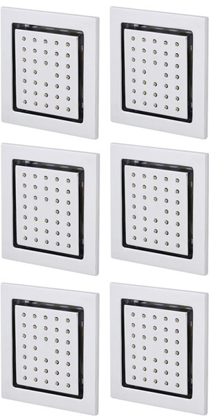 Larger image of Nuie Showers 6 x Adjustable Square Body Jets (Flush To Wall).