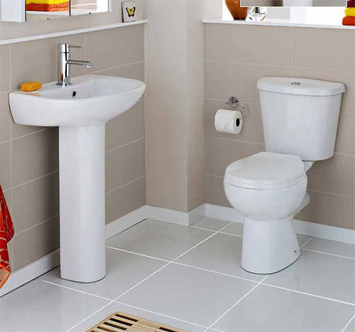 Larger image of Premier Brisbane Bathroom Suite With Toilet, Basin & Ped (1 Tap Hole).
