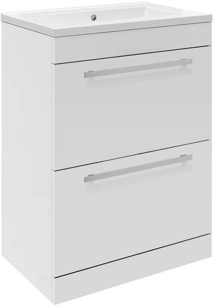 Larger image of Ultra Design Vanity Unit With Option 2 Basin (White). 594x800mm.