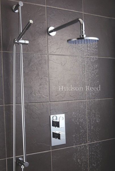 Example image of Hudson Reed Deco 3/4" Thermostatic Shower Valve, Diverter, Head & Slide Rail.