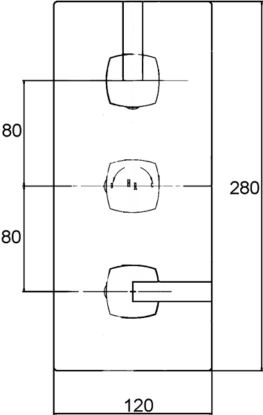 Technical image of Ultra Flume Triple Concealed Thermostatic Shower Valve (Chrome).