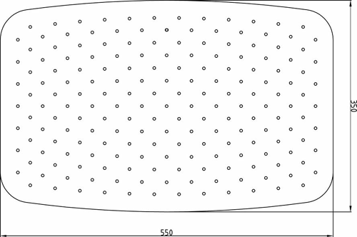 Technical image of Hudson Reed Showers Soft Rectangular Fixed Shower Head (550x350mm).