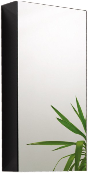 Larger image of Hudson Reed Quintus Mirror Bathroom Cabinet (Black). 380x730x130mm.
