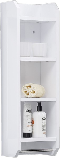 Larger image of Hudson Reed Ellipse Bathroom Shelves Unit (White). Size 250x800mm.