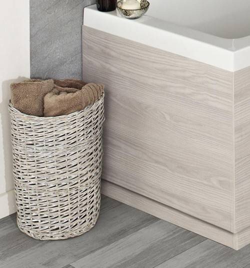 Example image of Hudson Reed Horizon Side & End Bath Panel Pack (White Oak, 1700x750mm).