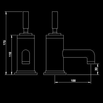 Technical image of Hudson Reed Gia Mono basin mixer + free pop up waste