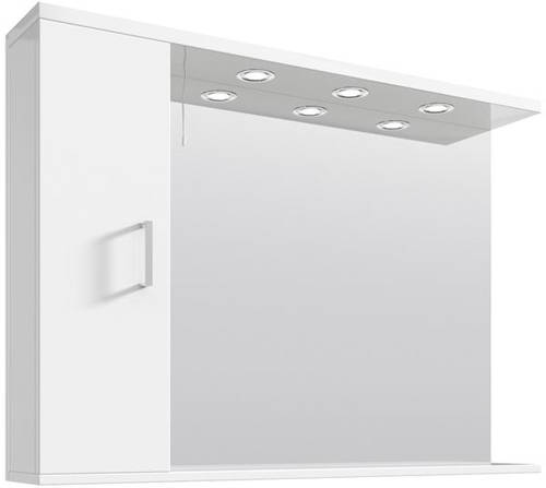 Larger image of Italia Furniture Vanity Mirror With Cabinet & Lights (1050x750mm, White).