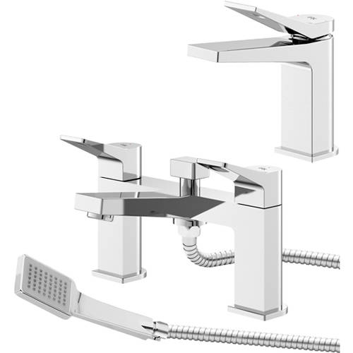 Larger image of HR Soar Basin & Bath Shower Mixer Tap Pack (Chrome).