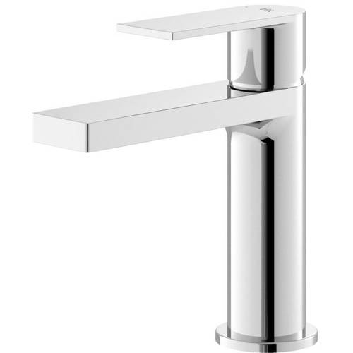 Larger image of HR Sottile Mono Basin Mixer Tap With Push Button Waste (Chrome).